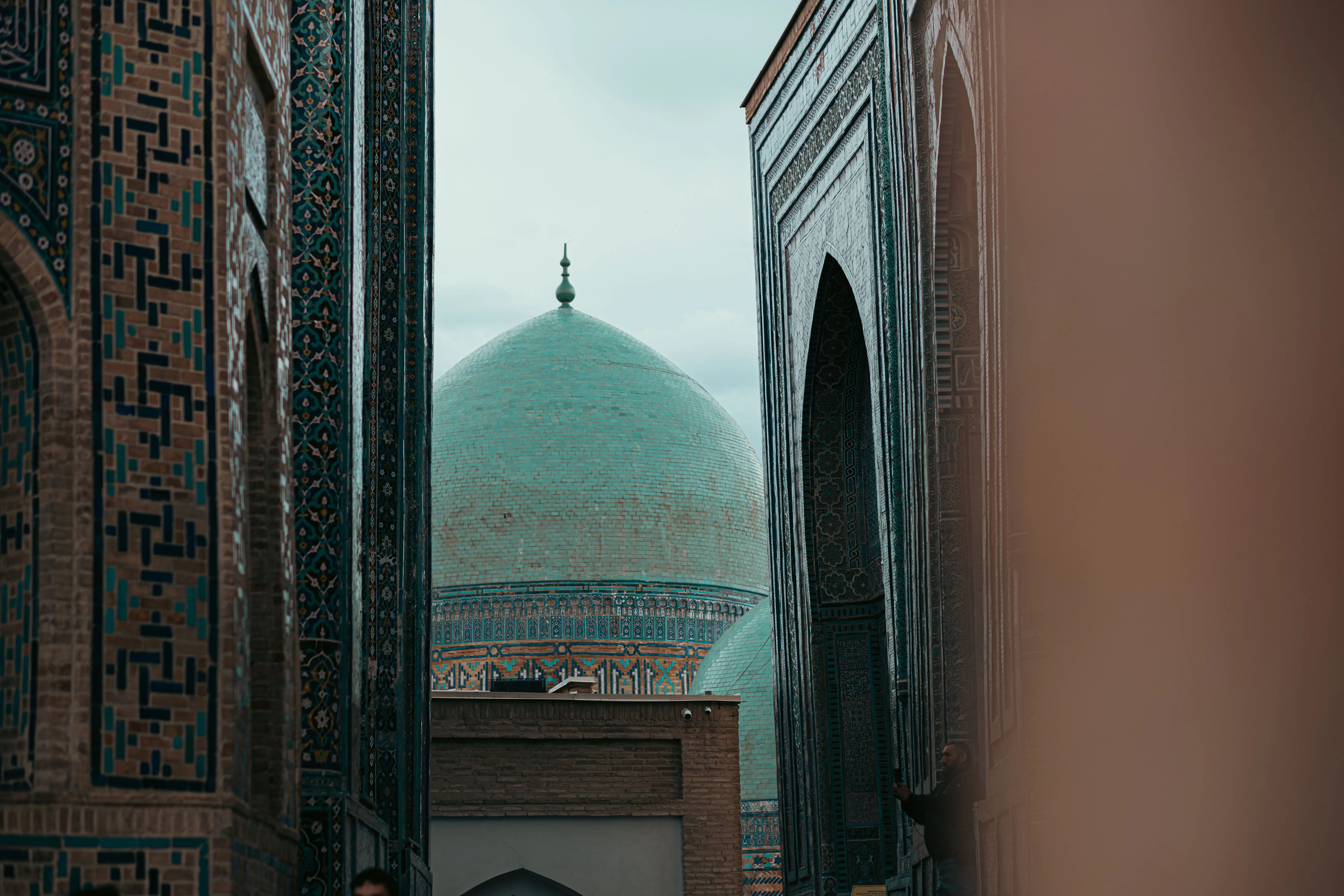 Blue-tiled mausoleum portals of the Shah-i-Zinda necropolis in Samarkand